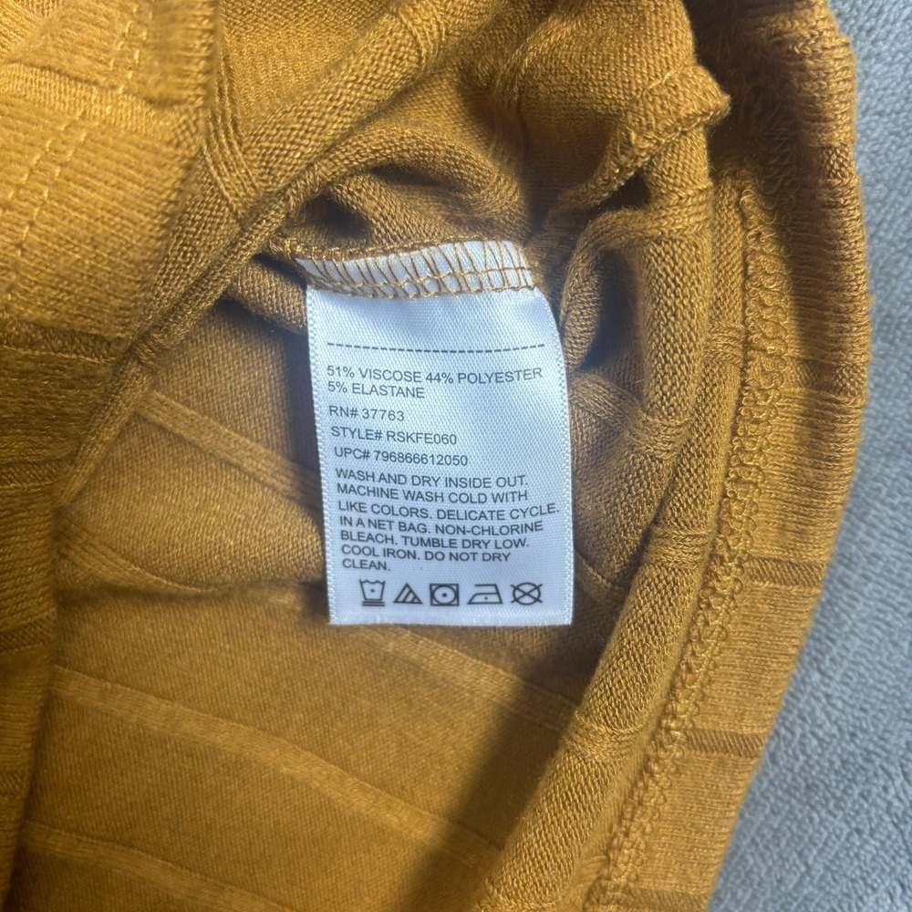 Rafaella Womens XXL Mustard Yellow Ribbed Cowl Neck Button Top RSKFE060 NWT - Picture 4 of 7